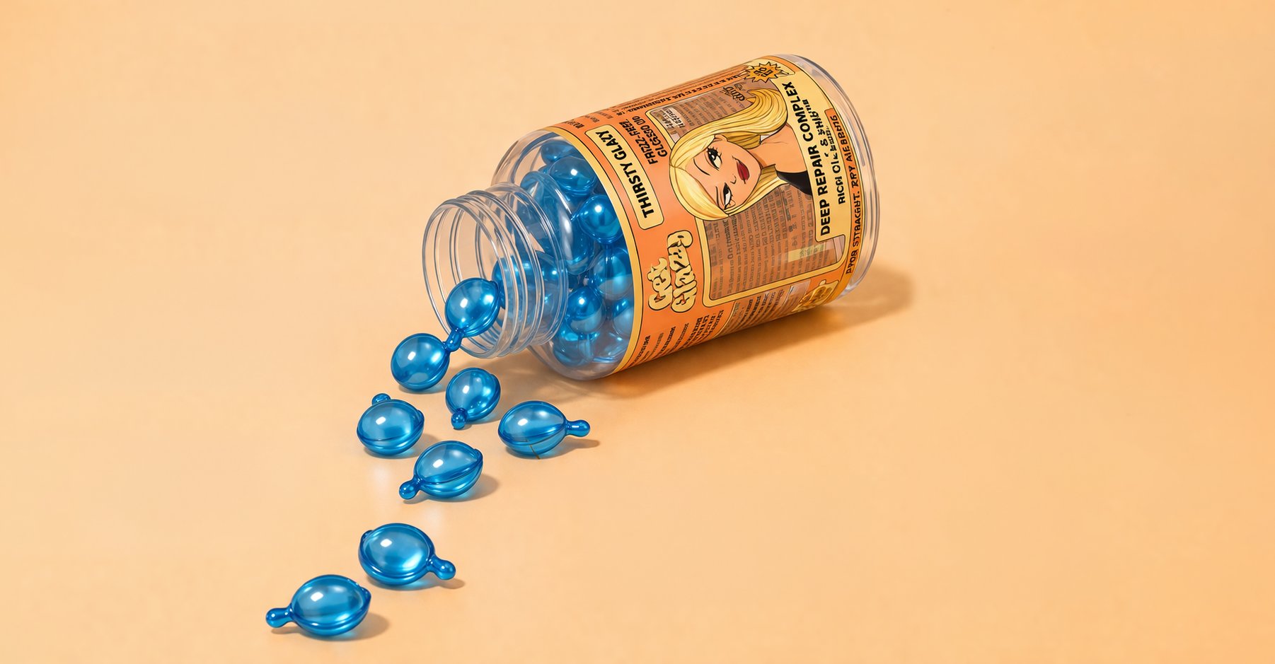 Thirsty Glazy capsules spilling — deep repair for dry damaged hair