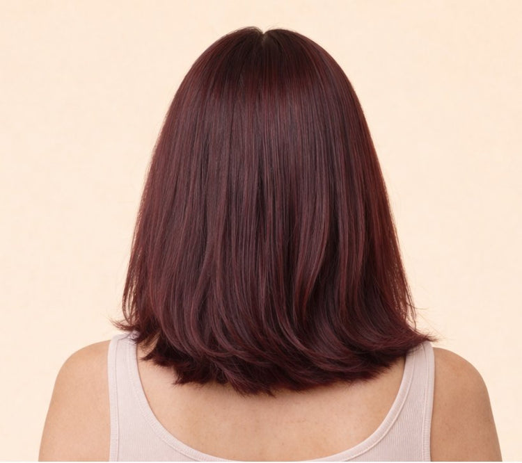 Smooth shiny burgundy hair after Glazy Pop — vibrant color-treated results