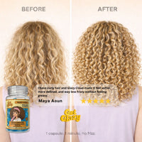 Glazy Cloud before and after — defined frizz-free curls for wavy, curly and coily hair