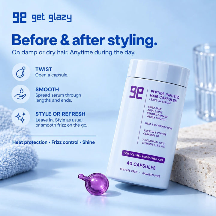 How to use Get Glazy hair oil serum capsules: twist, smooth through lengths, style